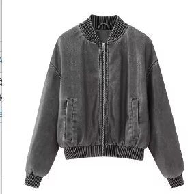 jinran barn jacket outfits Autumn New Y2k Women's Washed Distressed Effect Pilot Jacket Coat PU Leather Coat
