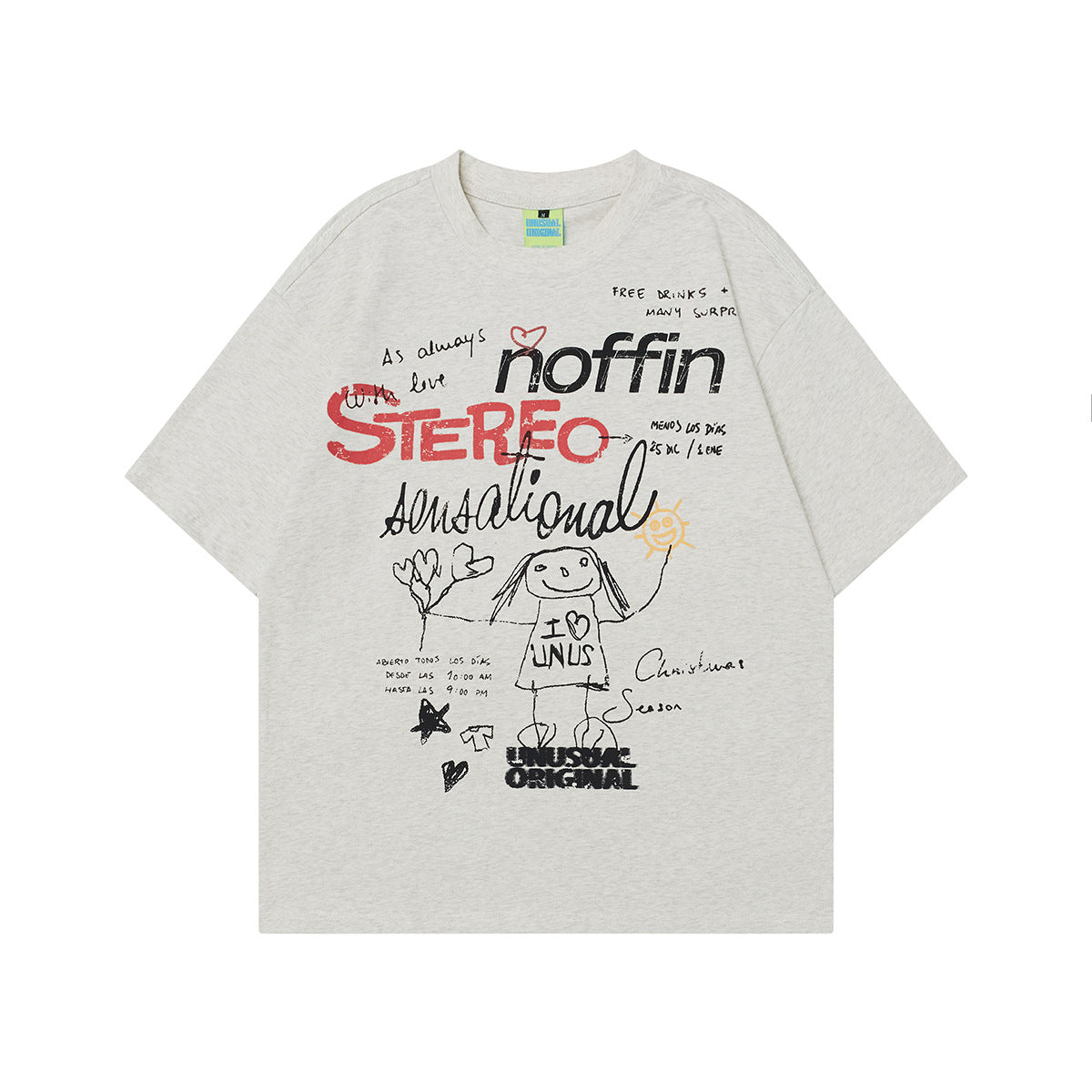 2025 T1029 2025n Street Tide 2025 Summer Couple Painting Elements Fun Cartoon Design Men's Loose Short Sleeve T-Shirt