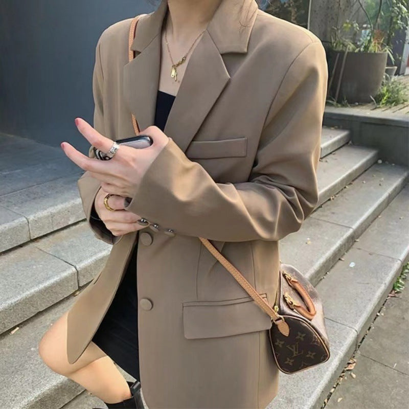 jinran fall outfits women Suit Jacket for Women 2024 Spring and Autumn New Korean Style Loose Slimming Student Mid-Length Jacket Casual Small Suit for Women