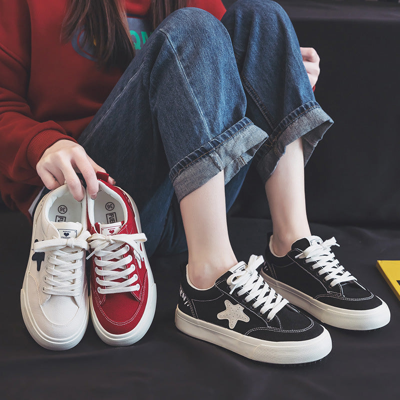 2025 ins tide Korean version of canvas shoes women spring new student running casual shoes board shoes Internet celebrity street shooting H983