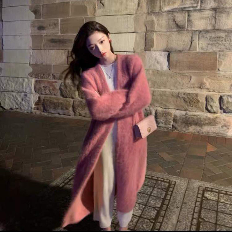 jinran discover style ideas Korean Style Autumn and Winter New Style Faux Mink Velvet Sweater Women's Cardigan Outer Wear over the Knee Long Loose Overcoat Women's Coat