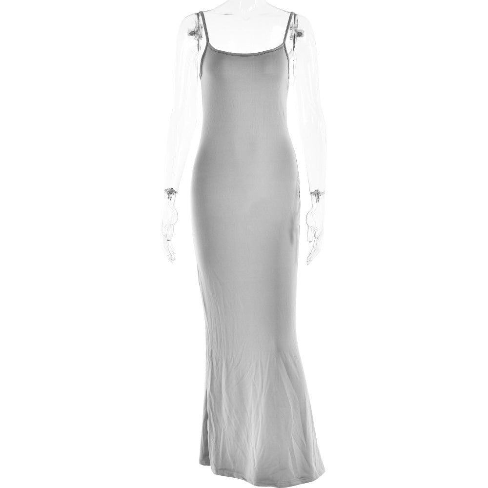 jinran maternity Autumn Hot New Sexy Temperament Strap Backless Slim Stitching Dress Long Dress