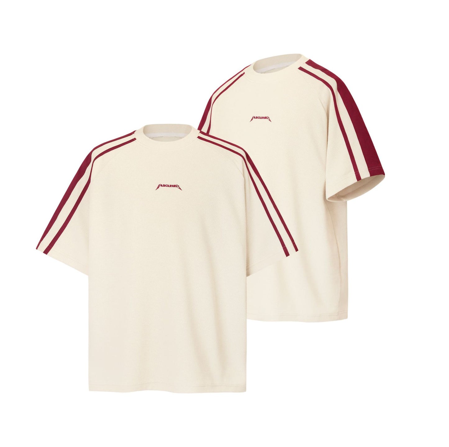 2025 9511 2025n Street 2025 Summer Deconstruction Stripe Design Men's Premium Sense Neutral Waffle Short Sleeve T-Shirt