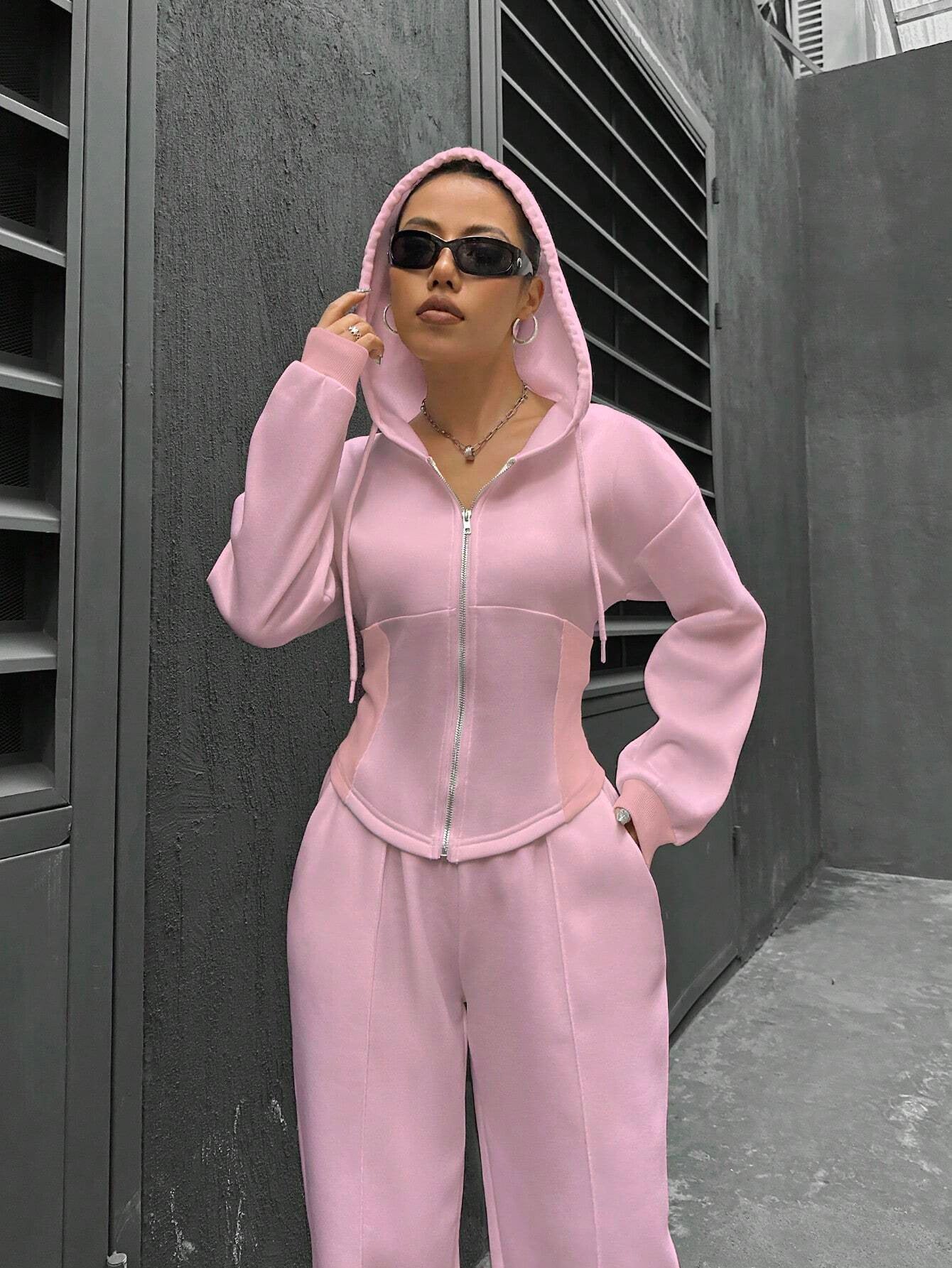 2025 spring and autumn new two-piece set New trend hooded cardigan slim casual two-piece suit women