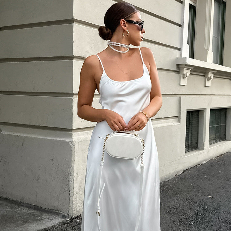 2025 Sexy U-neck high waist pure desire wind suspender dress popular new fashion Popular trade fishtail dress long dress
