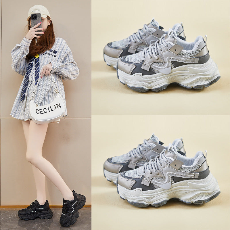 2025 ins Korean version of the new dad shoes for women spring student sports running casual shoes platform height increase ZL7522