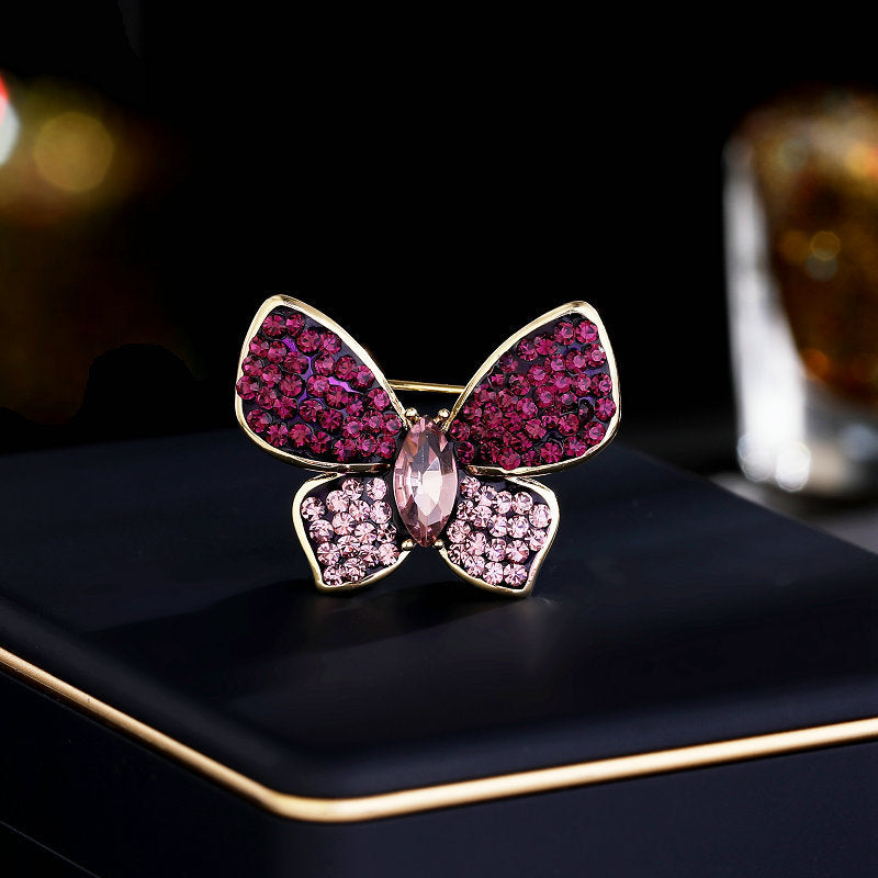 2025 New clothing jacket suit corsage cardigan anti-light fixed clothes pin retro national style butterfly small brooch