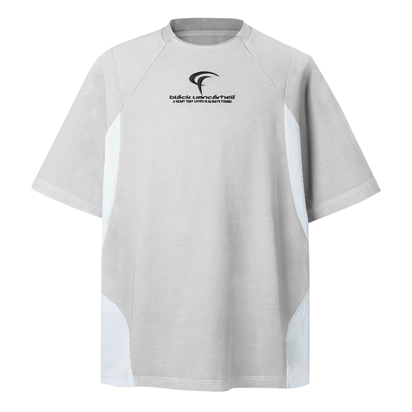 2025 8569 2025n Street 2025 Summer Splicing Design Men's Embroidery Loose High-end Neutral Short Sleeve T-Shirt