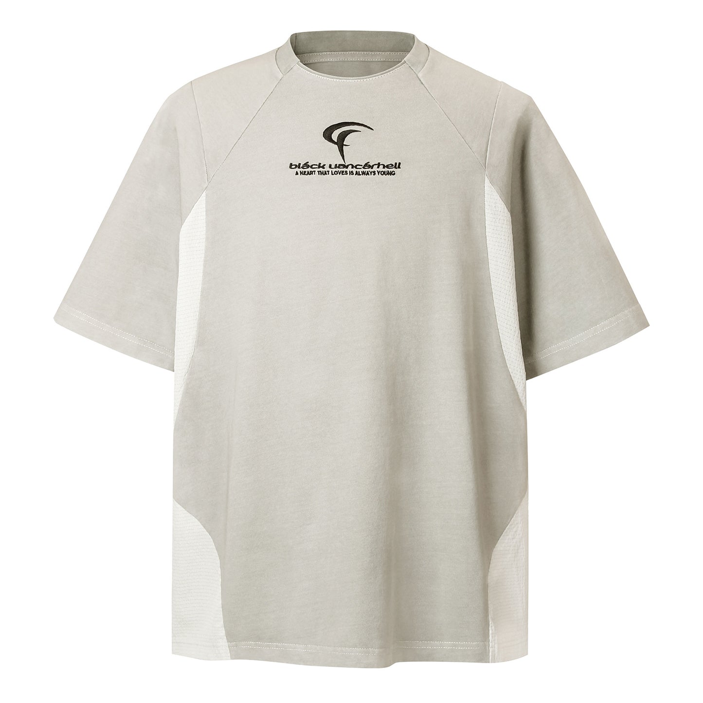 2025 8569 2025n Street 2025 Summer Splicing Design Men's Embroidery Loose High-end Neutral Short Sleeve T-Shirt