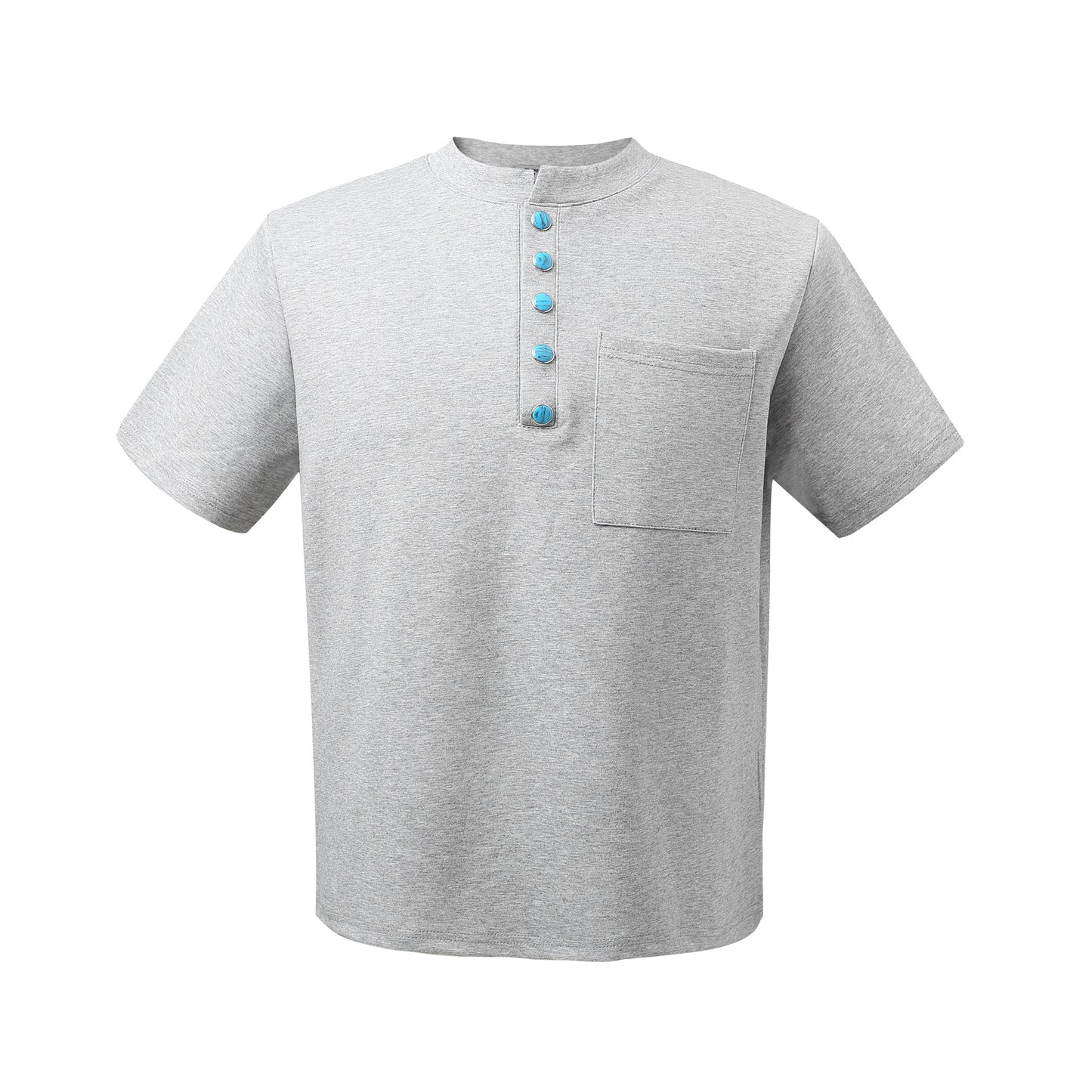 2025 K56 2025n retro deconstruction high sense turquoise street trendy men's short and wide cleanfit small collar short sleeve T-shirt