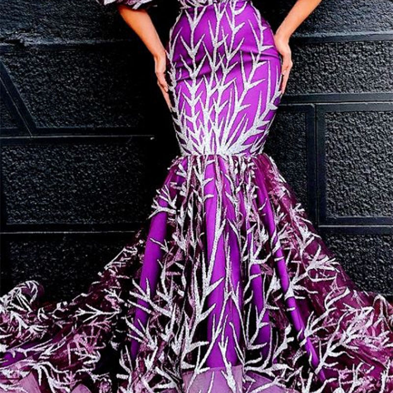 2025 new New 2025 women's clothing dress tube top gold thorn long dress splicing fishtail dress