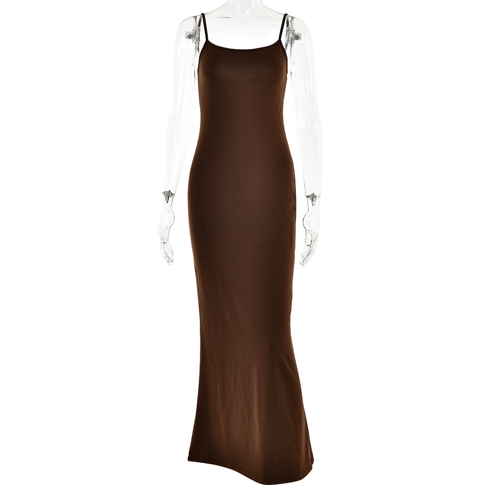 jinran maternity Autumn Hot New Sexy Temperament Strap Backless Slim Stitching Dress Long Dress