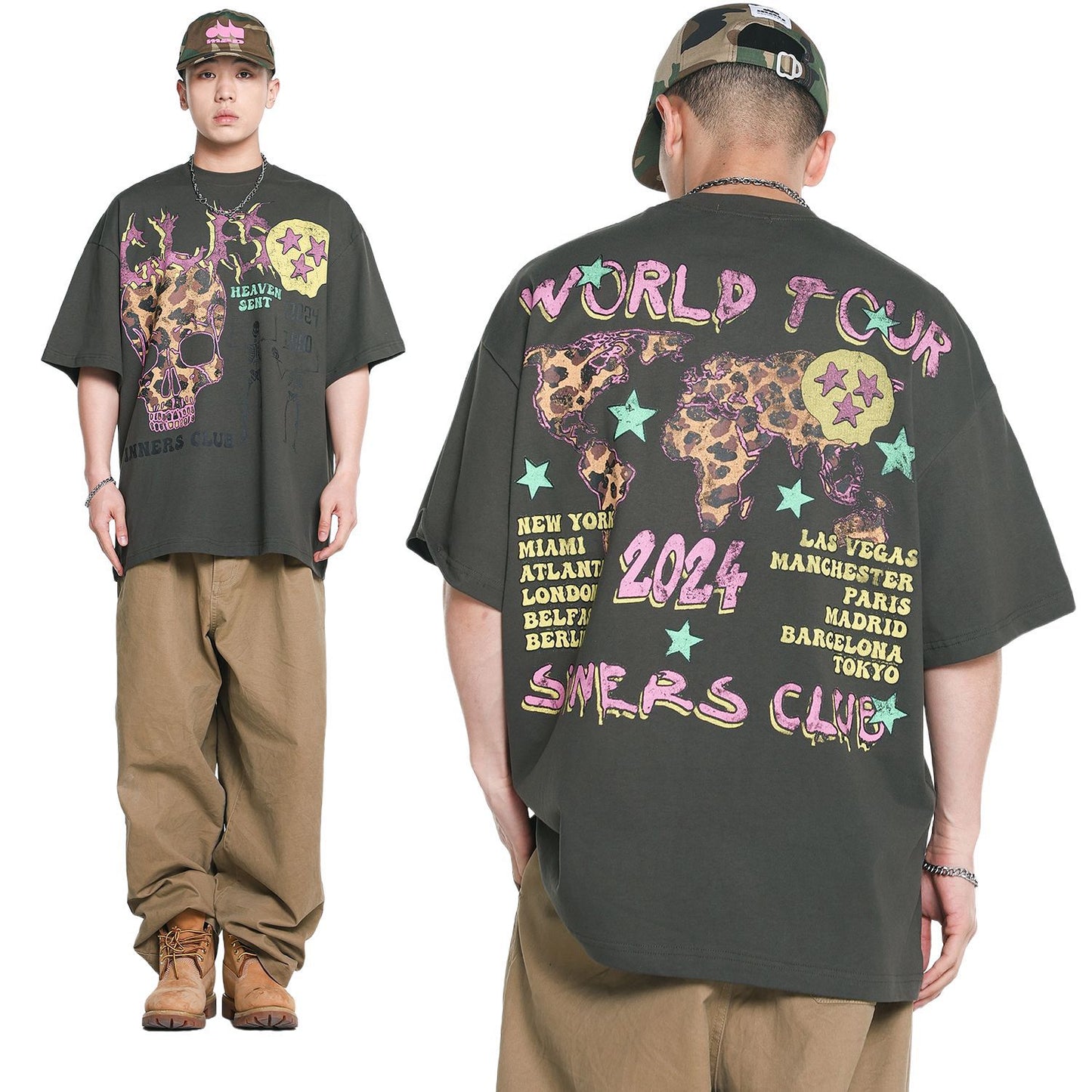 2025 T955 2025n Street 2025 Summer Neutral Fun Spoof Figure High Sense Design Men's Loose Short Sleeve T-Shirt