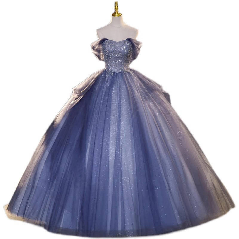 jinran prom dress French Evening Dress off-Shoulder 2024 New Pettiskirt Performance Host Dress for Women