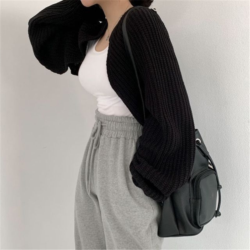 jinran SWC1653 New 2023 Chic Korean Fashion Short Cardigans Knitted Poncho Women Summer Elegant Vintage Minimalist Lady Tops