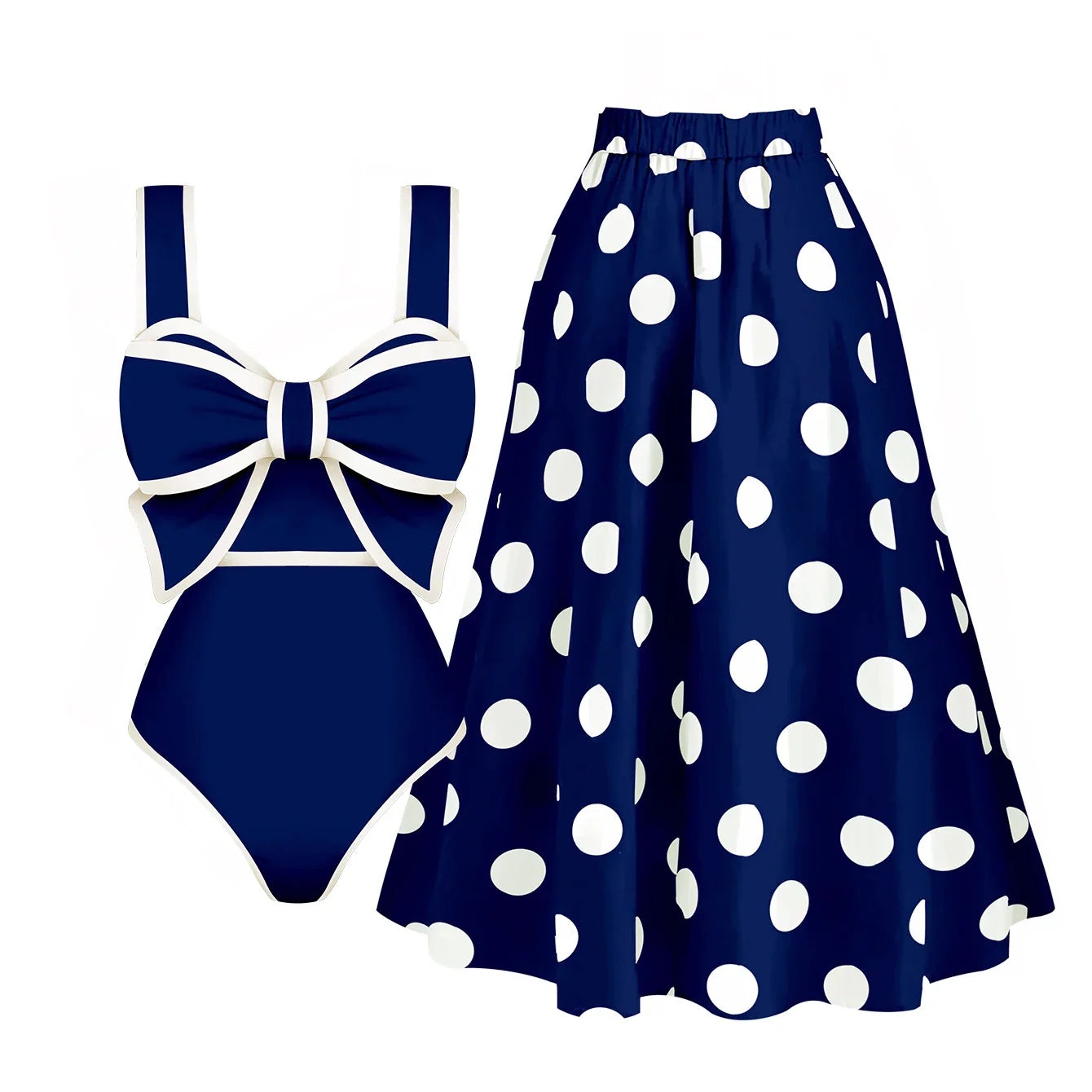 jinran 2024 New Bow Tie One Piece Swimsuit For Women Swimwear with Skirt Bathing Suit Monokini Beach Bodysuit Beach Wear