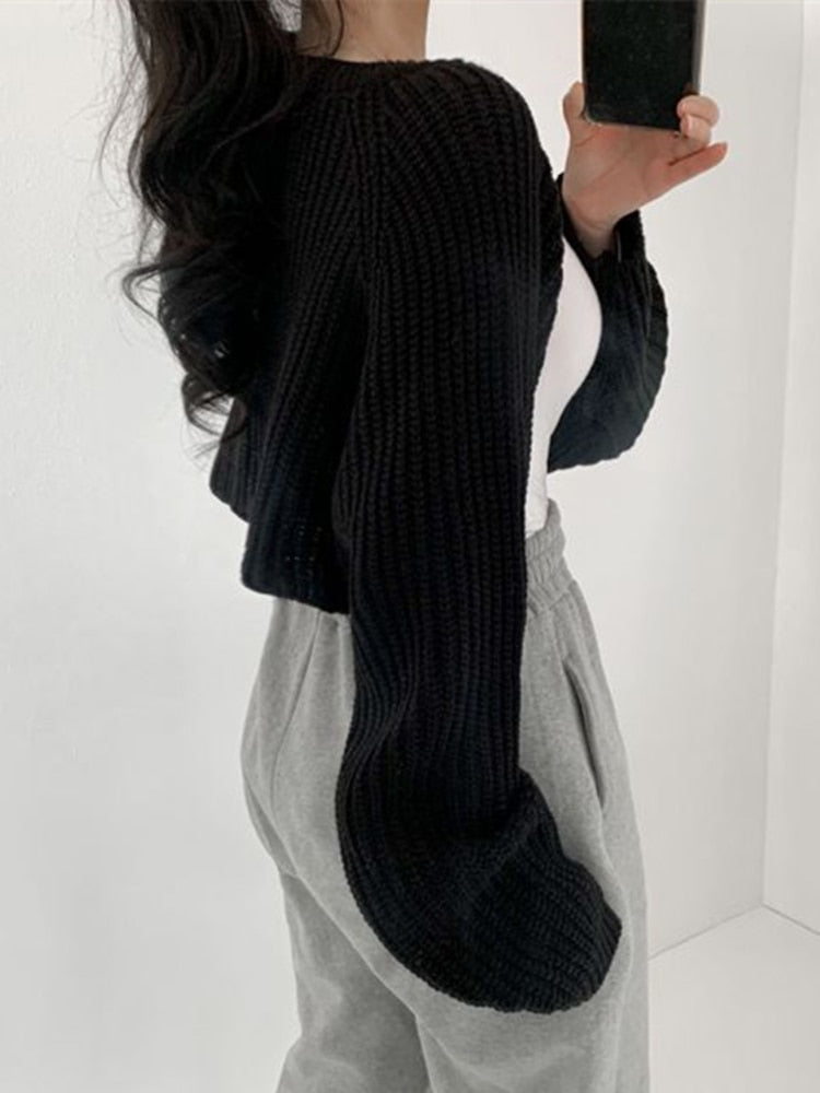 jinran SWC1653 New 2023 Chic Korean Fashion Short Cardigans Knitted Poncho Women Summer Elegant Vintage Minimalist Lady Tops