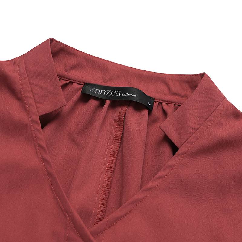jinran Women Casual V Neck Solid A-Line Vestido 2022 Fashion Long Puff Sleeve Sundress Holiday Dress Retro Kaftan Dress Oversize