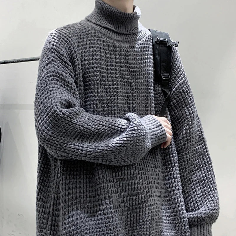 Winter Y2k Turtleneck Sweaters Men Vintage Black Casual Pullovers Korean Fashions Oversized Harajuku Knitted Sweater