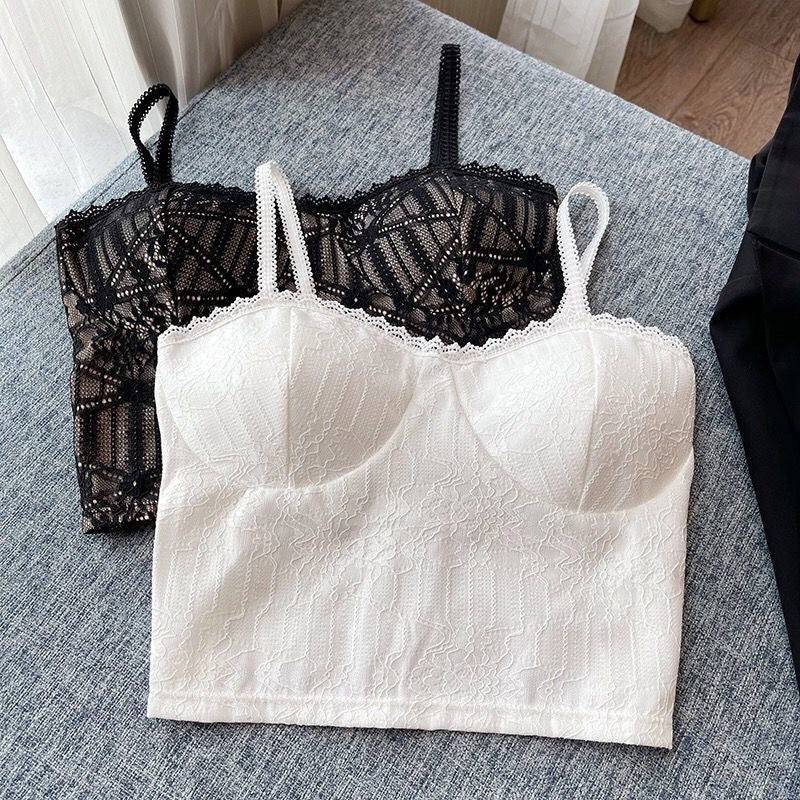 jinran Vintage Lace Tank Top Sexy Thin Breathable Beautiful Back Camisole Push Up Wireless Clothing 2022 New