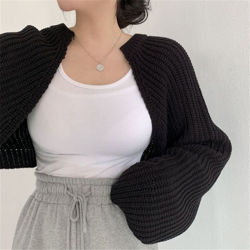 jinran SWC1653 New 2023 Chic Korean Fashion Short Cardigans Knitted Poncho Women Summer Elegant Vintage Minimalist Lady Tops