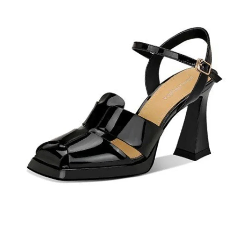 jinran New Fashion Pointed Toe Genuine Leather Sandals Woman Sexy High Heels Ladies Summer Party Wedding Platform Shoes Women Slingback