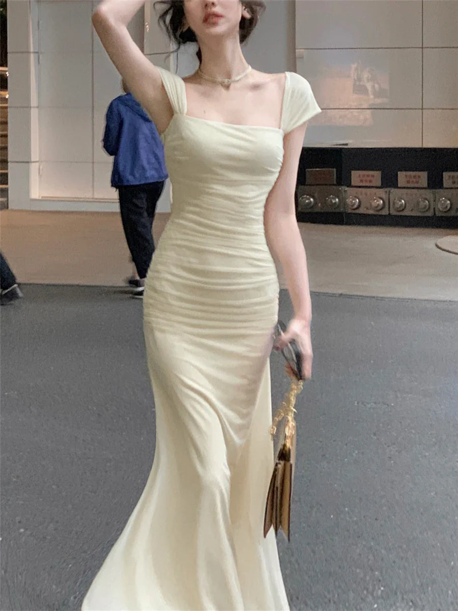 jinran Dress Women Elegant Summer 2024 New Fashion Evening Party Ladies Vestidos Vintage Bodycon Clothes Female Korean Midi Dresses
