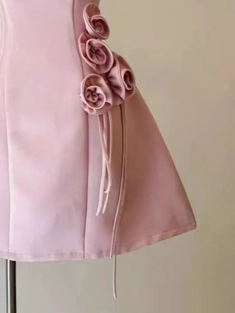 jinran Korean Style 3D Flower Waist Camisole Dress Elegant Multicolor Sleeveless Short Dresses Women 2024 New Spring Summer 3A8324