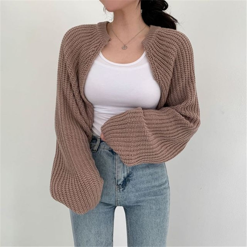 jinran SWC1653 New 2023 Chic Korean Fashion Short Cardigans Knitted Poncho Women Summer Elegant Vintage Minimalist Lady Tops