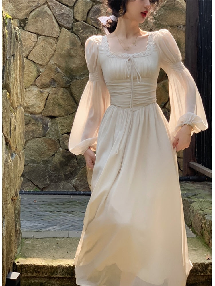 jinran Midi Dress Women Summer New Vintage French Corset Ruched Dresses Bodycon Elegant Evening Robe Female Slim Clothes Vestidos