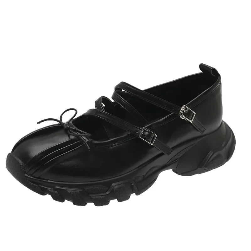 jinran Summer Chunky Women Sports Shoes Fashion Shallow Butterfly-knot Platform Sneakers Ladies Casual Flats Outdoor Mary Jane Shoes