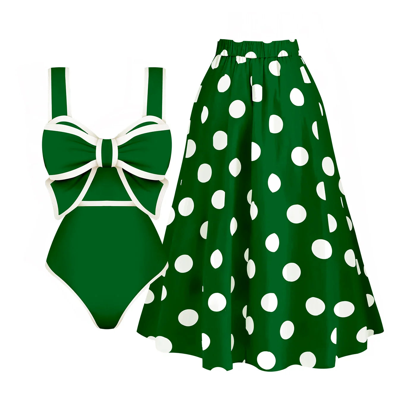 jinran 2024 New Bow Tie One Piece Swimsuit For Women Swimwear with Skirt Bathing Suit Monokini Beach Bodysuit Beach Wear