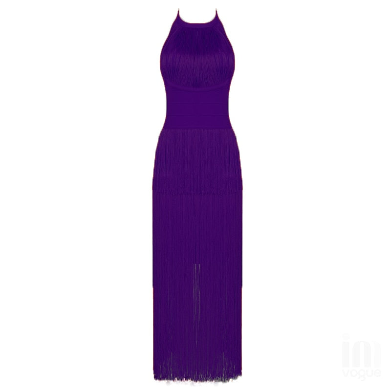 jinran New Bodycon Long Bandage Dress Tassel Bodycon Women Party Club Celebrity Evening Summer Autumn Dresses
