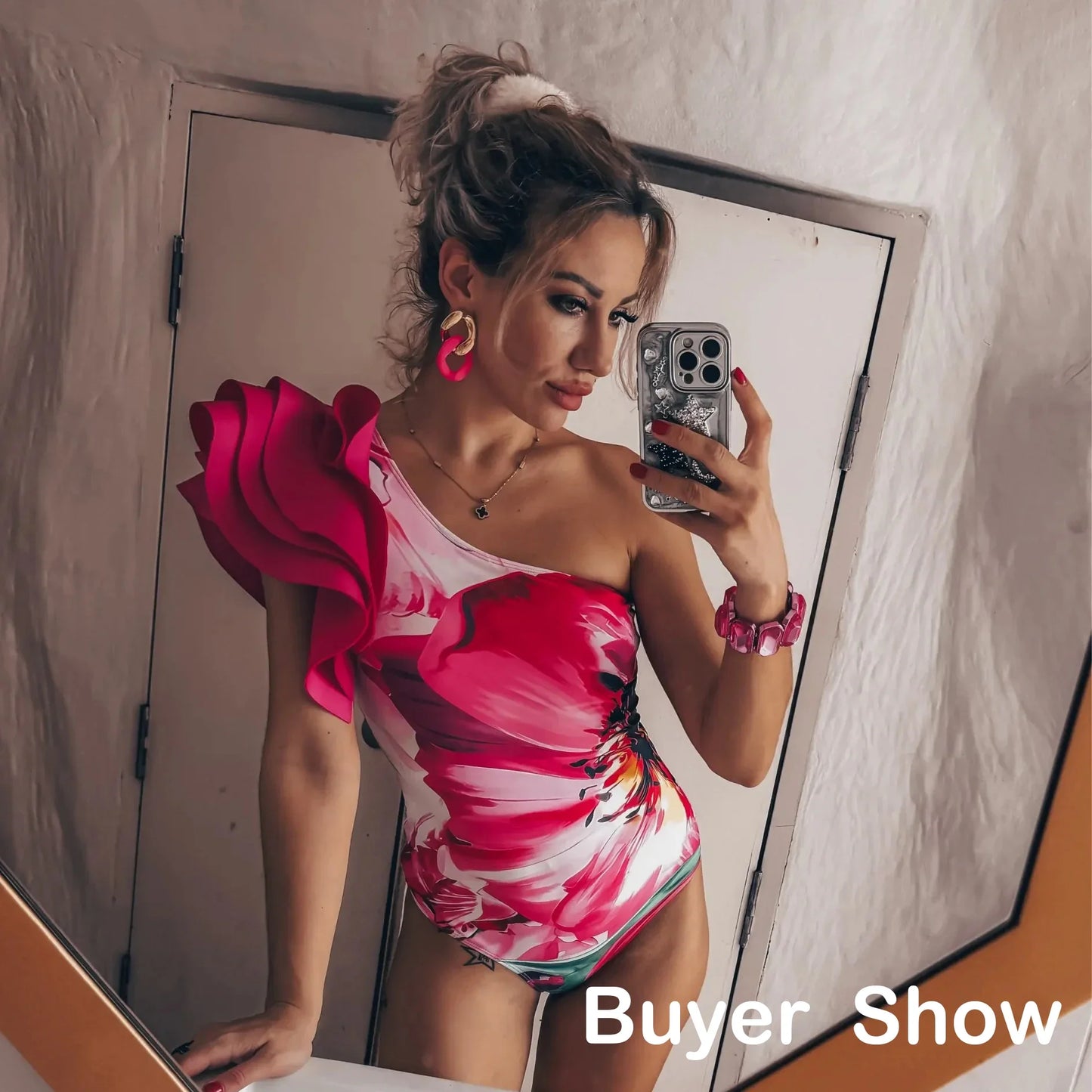jinran 2024 New Ruffle One Piece Swimsuit For Women Swimwear with Skirt Bathing Suit Monokini Beach Bodysuit Beach Wear