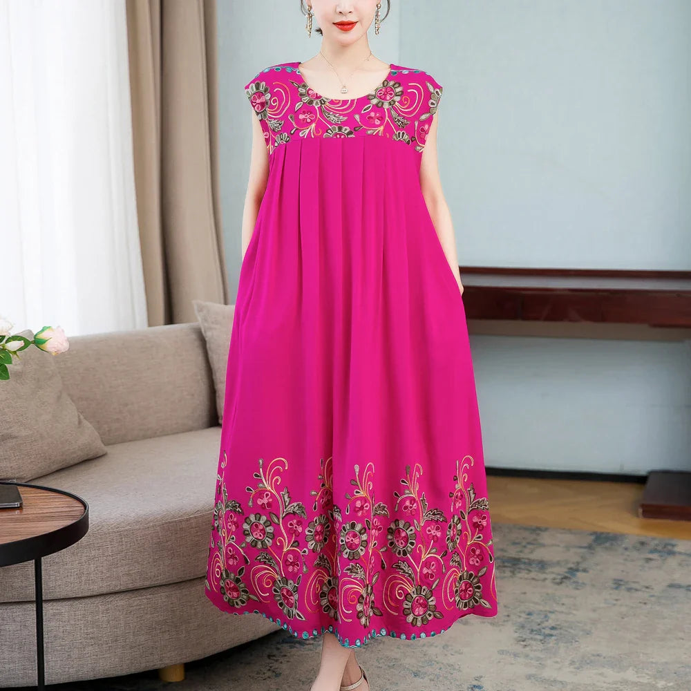 jinran New Casual Summer Dress For Woman Dresses Women Floral Sunflower Dress Embroidery Ladies Party Dress Female vestidos