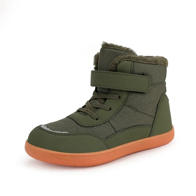 jinran Suitable for small/middle children's wide-foot warm cotton boots for boys and girls barefoot snow boots 2024 winter