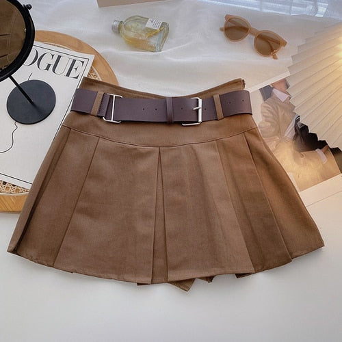 jinran Pleated Skirts for Women Mini Y2k Summer Sashes Korean Fashion Clothing Harajuku Black High Waist Casual Elegant