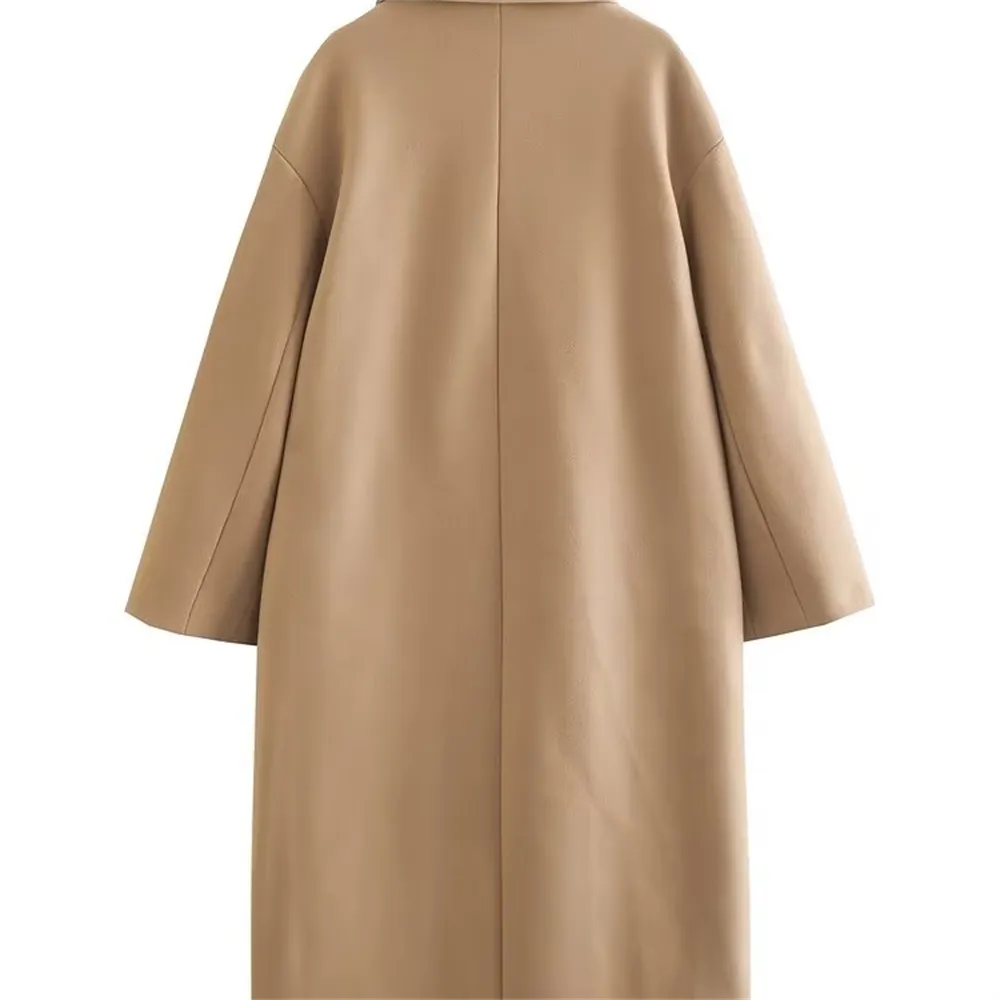 jinran - 2023 Autumn/Winter New Women's Unisex Mid Length Double Breasted Windbreaker Woolen Coat Coat