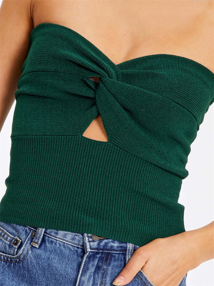 jinran Knit Tube Tops Women White Strapless Corset Tops Summer Basic Backless Off Shoulder Crop Top Bustier Casual Streetwear