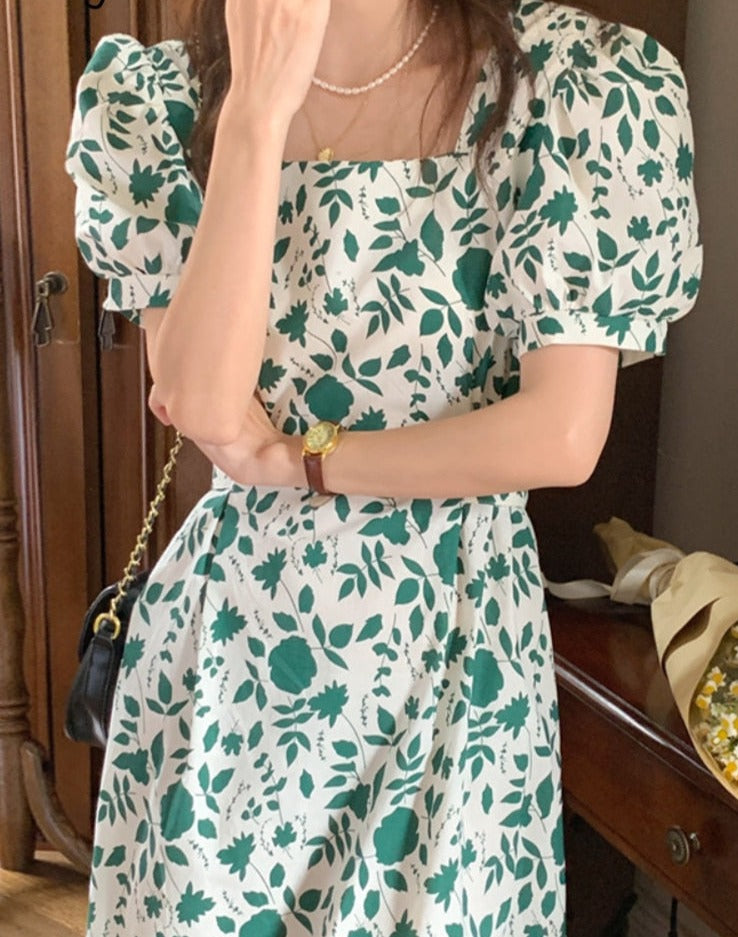 jinran Short Sleeve Dresses Women Elegant Girlish Green Summer Korean Fashion Bandage Prairie Chic Vestido Feminino Cozy Teens Kawaii