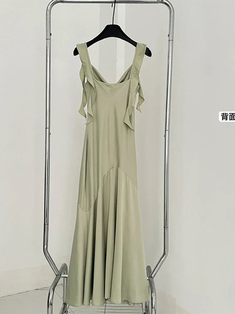 jinran Summer French Fashion Vintage Long Prom Satin Dress Maxi Solid Color Frocks Women 2024 Evening Party Tunic Robe Design Vestidos