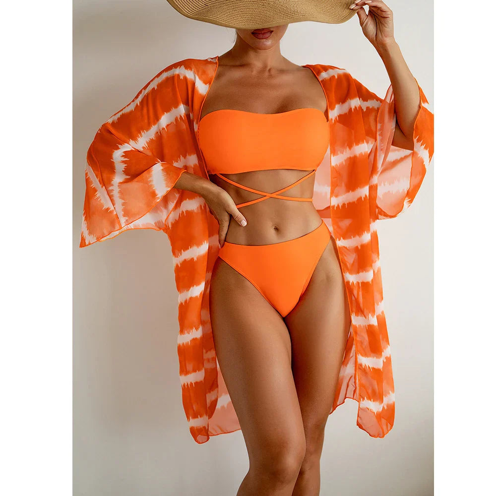 jinran New Bikini Beach Skirt Tunics for Beach Cover up Swimsuit Women Ruffle Biquini Bathing Suit Summer Beach Wear Swim Suit