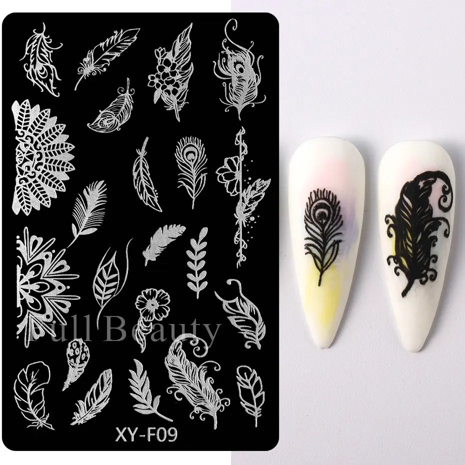 jinran Spring Flowers Nail Stamping Plates Cherry Blossom Summer Daisy Floral Butterfly DIY Nail Design Image Stamp Templates Stencil