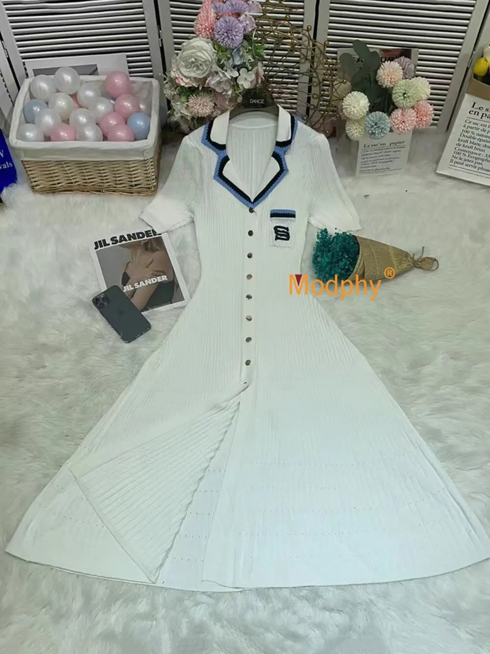 jinran 2024 Elegant Slim Knitted Long Dress Women's Letter Single Breasted Long Sleeved Designer Vintage Dresses Autumn
