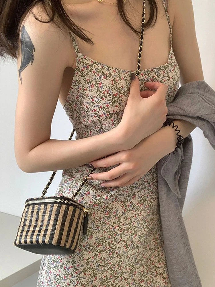 jinran Elegant Sexy Floral Slip Dress Women Sweet Slim Korean Style Party Dress Female 2024 Summer Casual Evening Holiday Beach Dress