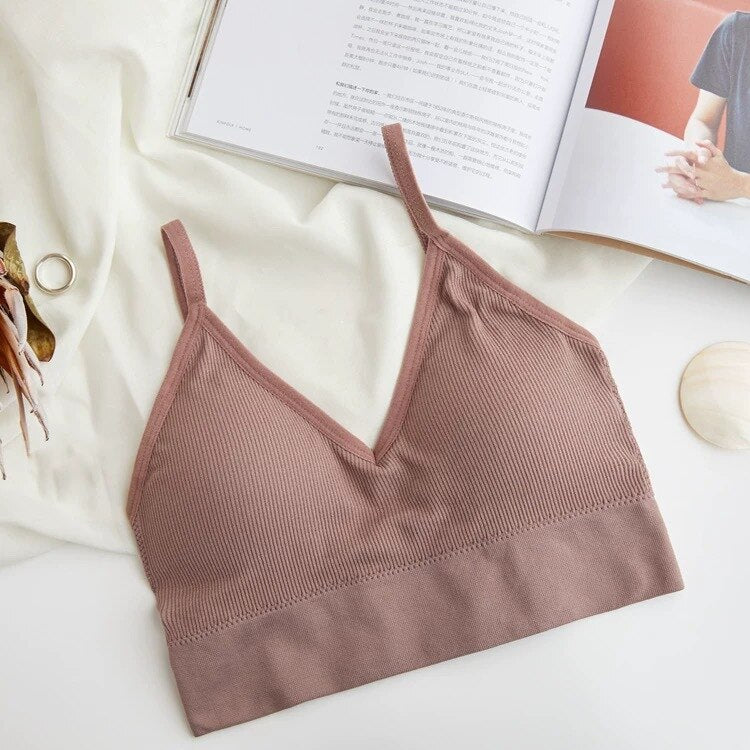 jinran Sexy Seamless Crop Ribbed Top Women Push Up Wireless U Type Backless Camisole Sports Women's Underwear Summer 2022 New