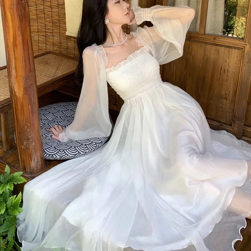 jinran Dresses Women Clothing Long Gown Spring Vocation Tender Korean Style Banquet Elegant Casual Slouchy Fashion Streetwear Chic New