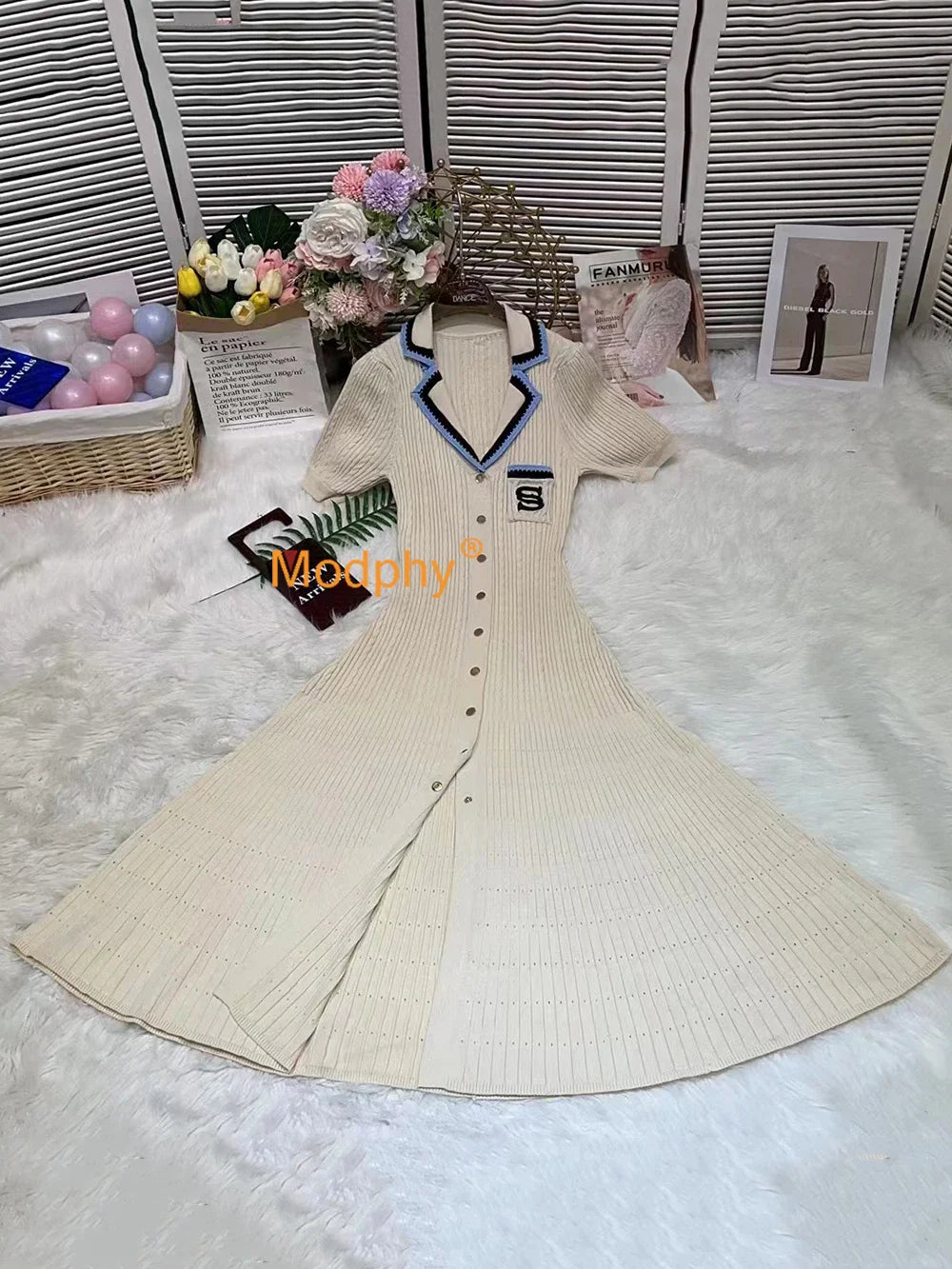 jinran 2024 Elegant Slim Knitted Long Dress Women's Letter Single Breasted Long Sleeved Designer Vintage Dresses Autumn