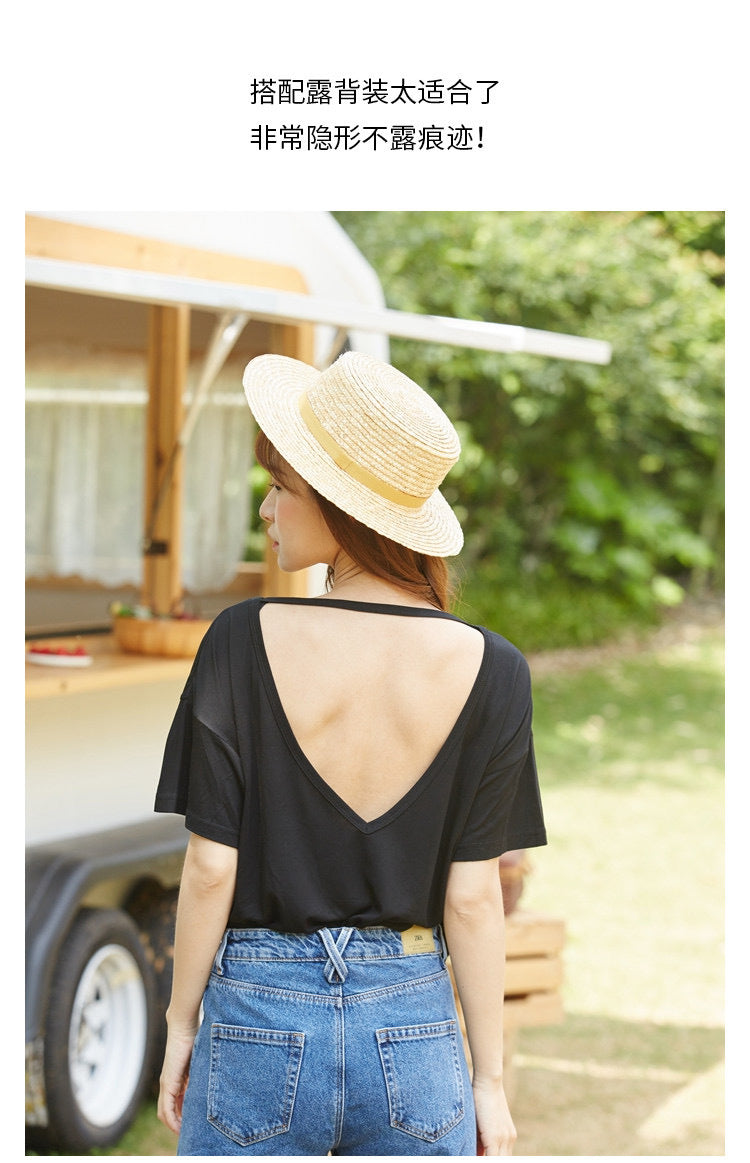 jinran Sexy Seamless Crop Ribbed Top Women Push Up Wireless U Type Backless Camisole Sports Women's Underwear Summer 2022 New