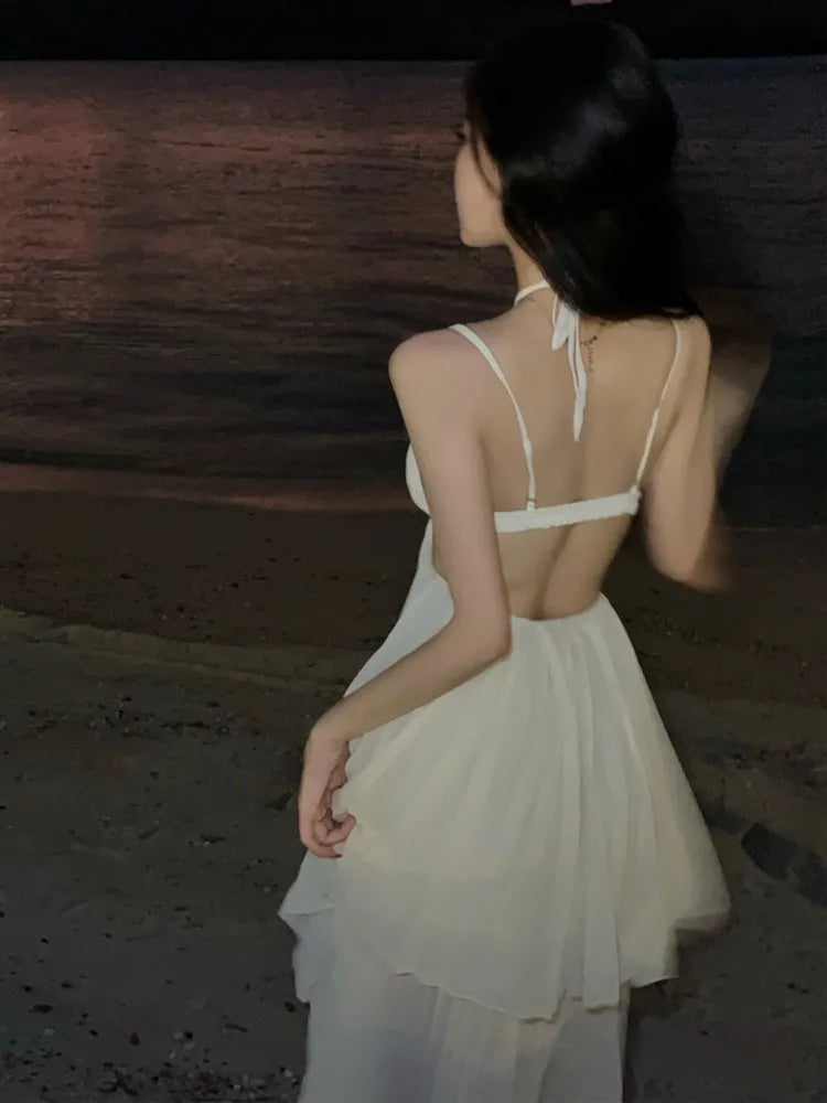 jinran Summer New Fashion Women Sexy Pleated Boho Long Dress Vacation Beach Strap A line Ladies Robe 2024 Sundress